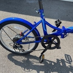 値下げ☆ほぼ未使用　6段変速付き　折りたたみ自転車　ブルーの画像