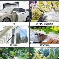 高圧洗浄機 コードレス 充電式 高圧洗浄機 自吸式 洗車 家庭用軽量 デジタル電力量表示の画像