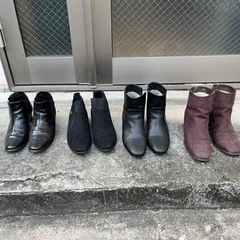 ショートブーツ4足　黒、ブラウン　スェード、エナメル、合皮　L ...