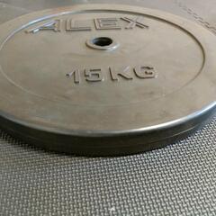 バーベルプレート15kg×2枚 ゴムラバーの画像