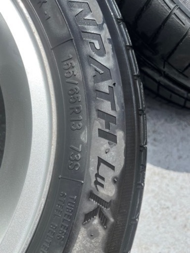 ホンダ バモス 純正 ホイール 13×4J +45 PCD100 4H TRANPATH LuK 155/65R13 2016年製造　