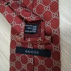 美品 GUCCI グッチ ネクタイ シルク 赤 レッド ワインレッド ビジネス スーツ ブランド の画像