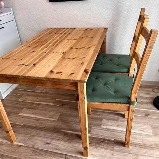 【引取希望】IKEA イケア ダイニングテーブル　椅子2脚　インゴー　イーヴァル 引取希望】IKEA イケア ダイニングテーブル 椅子2脚 インゴー