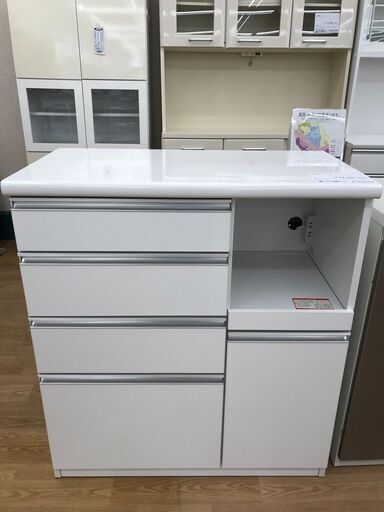 ★ジモティ割あり★ 古賀家具 カウンター 白 H100×W90×D48 クリーニング済み KJ3127