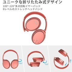 ヘッドホンノイズキャンセリング ワイヤレス Bluetooth ブルートゥースヘッドフォン 40時間 ワイヤレスイヤホン マイク付き　NC35の画像
