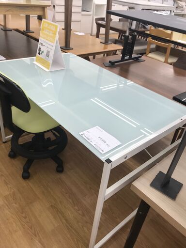 ★ジモティ割あり★  ガラスデスク クリア H72×W119×D70 クリーニング済み KJ3135