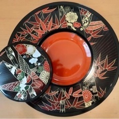 寿司桶 二段〈取り皿5枚付き〉蓋付き