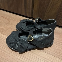 17cm 黒ラメ　ストラップシューズ　の画像