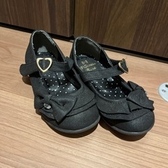 17cm 黒ラメ　ストラップシューズ　