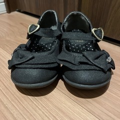 17cm 黒ラメ　ストラップシューズ　の画像