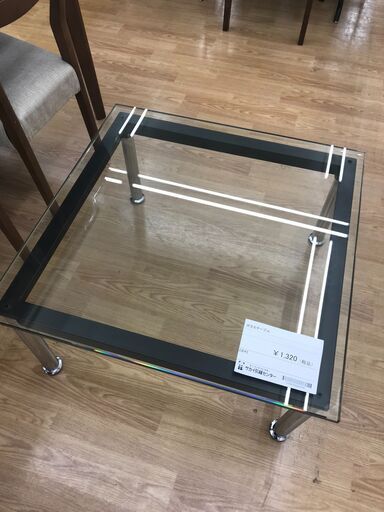 ★ジモティ割あり★  ガラステーブル クリア H35×W70×D70 クリーニング済み KJ3144