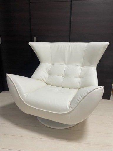 天然本革 ホワイト一人掛けソファ 回転 アサヒ Beak ビーク