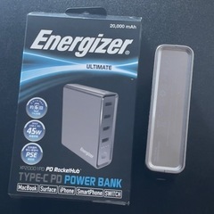 PD対応 複数端末充電　USBハブ兼高性能バッテリー  Energizer 20000mAh /USB Power Delivery対応 /5ポート /充電タイプ 大容量 高性能 の画像