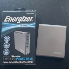 PD対応 複数端末充電　USBハブ兼高性能バッテリー  Energizer 20000mAh /USB Power Delivery対応 /5ポート /充電タイプ 大容量 高性能 の画像