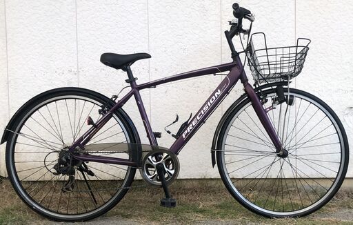 PRECISION 700C クロスバイク カゴ付き・ドロヨケ付き・LEDダイナモライト付き