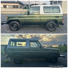ランクル 70　BJ74　ディーゼル車　5MT　オールペイント済み　仕上げ　ウインチ付き　車検付き　ツートンカラー　乗って帰れるの画像