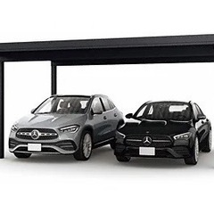 カーポート　外構工事　YKK ap 2台用カーポート　折半屋根　ジーポートPro900タイプ　施工費税込み！駐車場、車庫　お洒落の画像