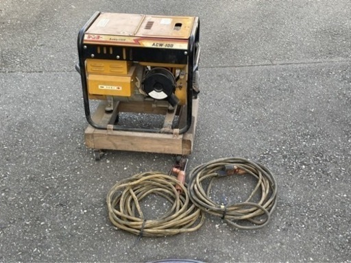 エンジン溶接機　直流アーク溶接機　溶接ケーブル付き　台車付き