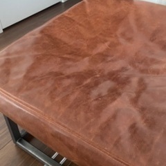 値下不可【ACME FURNITURE】本革×アイアン　オットマンの画像