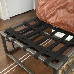値下不可【ACME FURNITURE】本革×アイアン　オットマンの画像