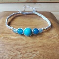 天然石（ブルー系）のマクラメブレスレット