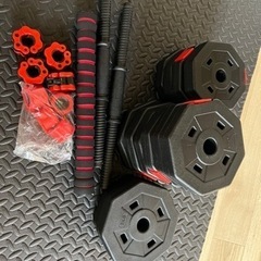 バーベルになる。ダンベル 5kg 10kg 15kg 20kg ２個セット の画像