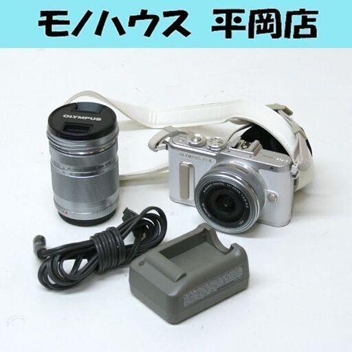 シャッター約200回 OLYMPUS ミラーレス一眼 PEN E-PL8 ダブルズームキット 14-24mm/40-150mm 1605万画素 3インチモニター ホワイト フラッシュ・充電器付き オリンパス デジタルカメラ デジカメ 札幌市 清田区 平岡