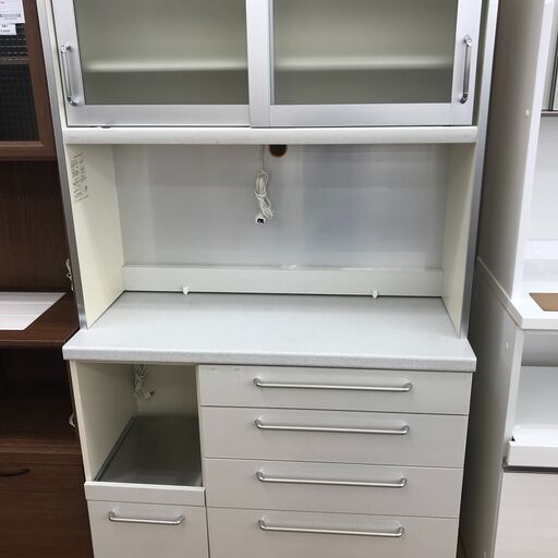 ★ジモティ割あり★ パモウナ 食器棚 ホワイト H208×W108×D45 クリーニング済み KJ3165
