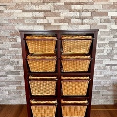 【美品】アジアン家具ラタン収納チェスト8引出しタンス インテリア...