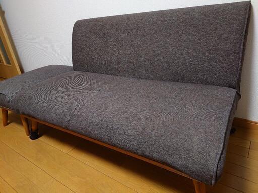 （再出品）二人掛けファブリックソファー＋オットマン