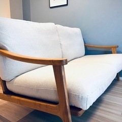 【お譲り先決定】シギヤマ家具　2.5シーター　木肘ソファ　ロクサー