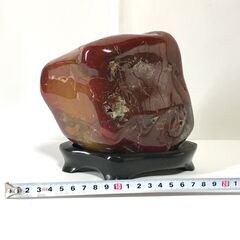 赤玉石/新潟佐渡/2.9kg/朱色/磨き/パワ―ストーン/原石/台座付きの画像