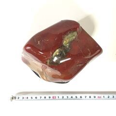 赤玉石/新潟佐渡/2.9kg/朱色/磨き/パワ―ストーン/原石/台座付きの画像