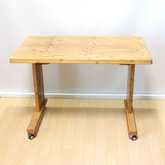 梅里竹芸 テーブル 机 キャスター付 竹製 家具 j0065