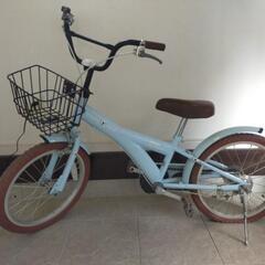 18インチ子供自転車水色後輪パンクしています