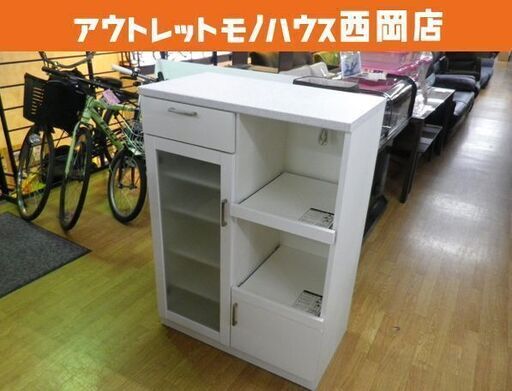 ミドルレンジボード 幅80cm 奥行44.5cm 高さ113.5㎝ ホワイト 白 食器棚 キッチンボード キッチン収納 西岡店