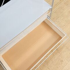 無印良品/MUJI ワードローブ 帆布バスケット2段 スチールユニットシェルフ ハンガーラック 洋服掛け ライトグレー■幅84㎝×奥行39㎝×高さ175㎝■近隣配送無料 買取帝国 朝霞店 の画像