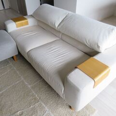 背もたれ可動式 ハイバック カウチソファ 　2～3人掛け 美品
