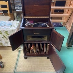 蓄音機　本体　VESPER　BRITISH MADE　イギリス製　レコード付き　アンティークの画像
