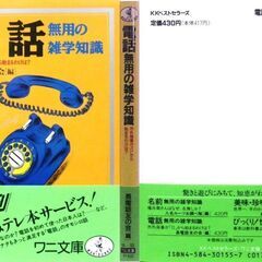 【文庫人気古本】長電話友の会編【電話】無用の雑学知識(初版・帯付き)」・・・「もしもし」の前は「おいおい」だった？市外局番が「0」から始まるわけは?など・・・の画像