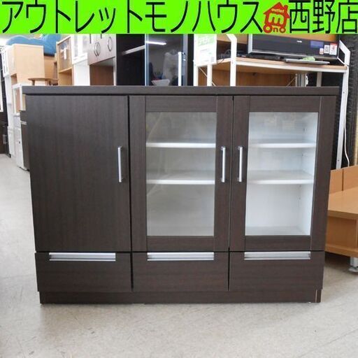 リビングボード ニトリ レイジェス ブラウン 幅120cm キャビネット 茶系 札幌 西野店