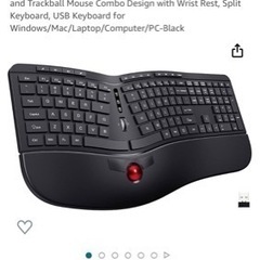 US配列、無線キーボード、トラックボール付きの画像