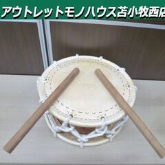 締太鼓 バチ×2本付き 直径約36cm 打楽器 和楽器 和太鼓 中古 苫小牧西店
