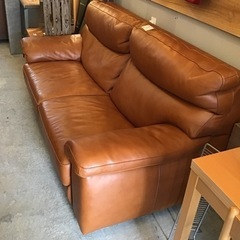IDC大塚家具 3Pレザーソファ 総本革 ブラウン 
