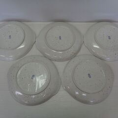 ★銘あり　耳付き　染付　プレート　フォーク　5客セット　丸皿　クマ　ベア　鳥　チューリップ　カトラリー　洋食器　元箱の画像