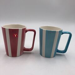 【 Kanesa / ミルクカップ スプーン付き 】 ブルー＆ピンク マグカップ 昭和レトロ アンティーク ヴィンテージの画像