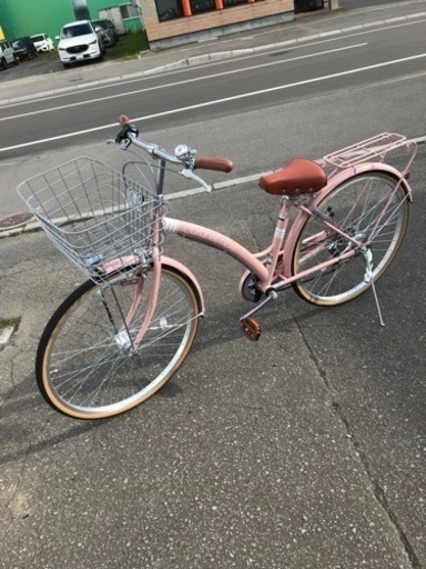 美品【26インチ】Shimano シマノ coronet noel ピンク×ブラウン 6段階切り替え付き 自転車