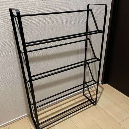 【美品】山崎実業スリムシューズラックframe4段ブラック