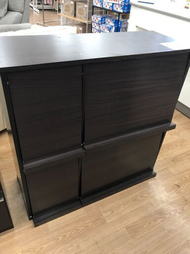 ★ジモティ割あり★  収納ボックス ダークブラウン H90×W92×D34 クリーニング済み KJ3197