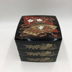 【 重箱 三段重 】 松竹梅 金彩 漆器/漆芸/漆塗り 朱色/赤...